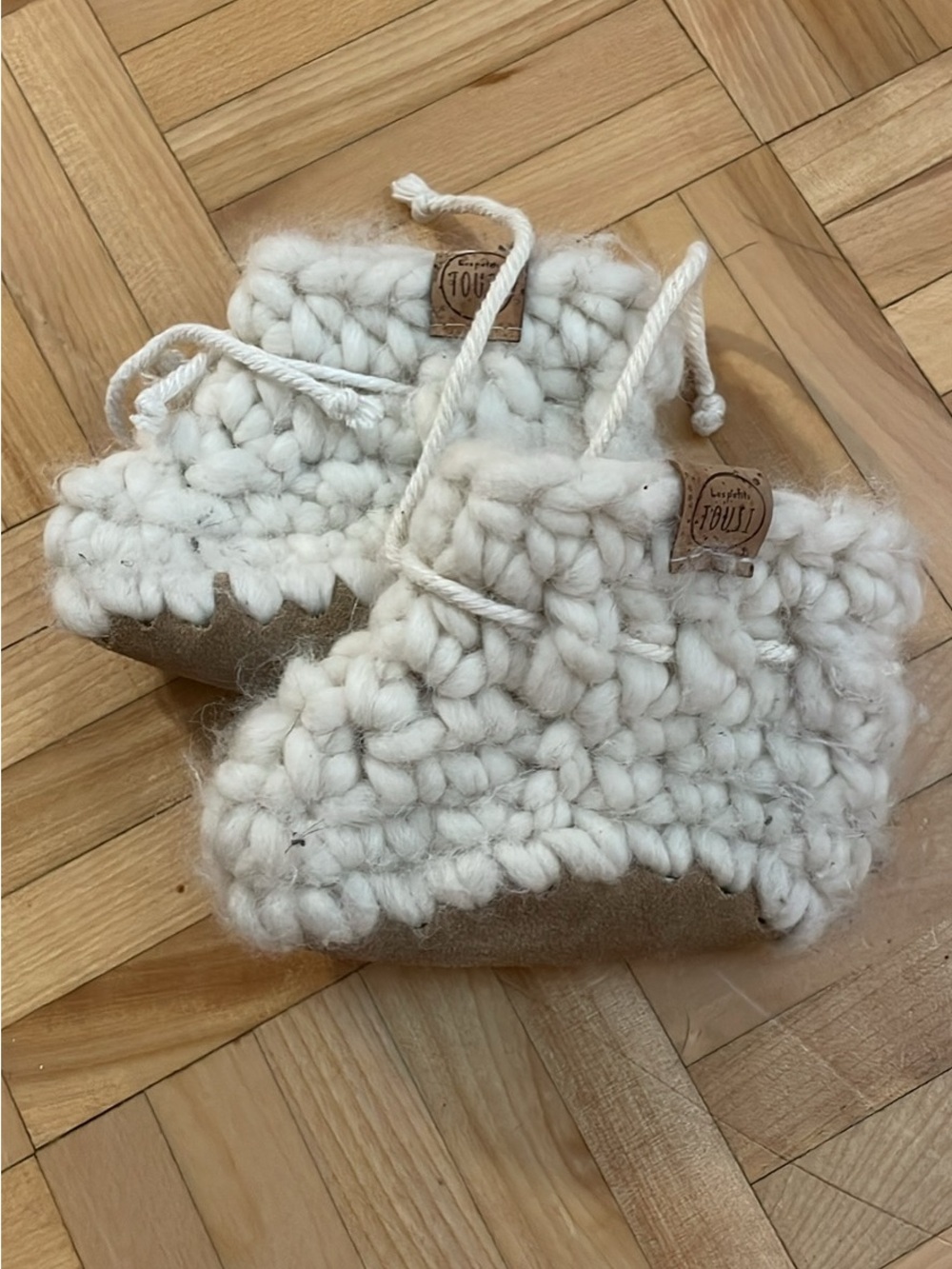 Ivory Knit Baby Walker Booties